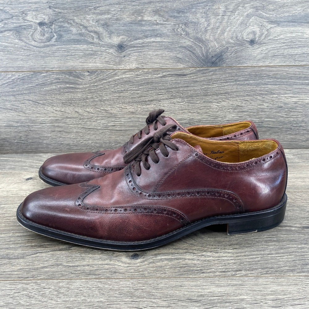 Marco Vittorio Wingtip Oxford Mens 10 Burgundy Italian Leather Brogue Shoes